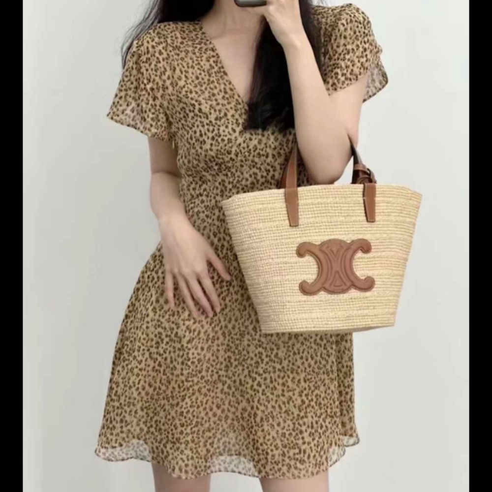 24SS【CELINE】ベビードール ミニドレス シルクモスリン ヒョウ