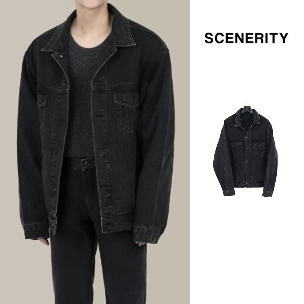 【SCENERITY】Oversize denim jacket Black