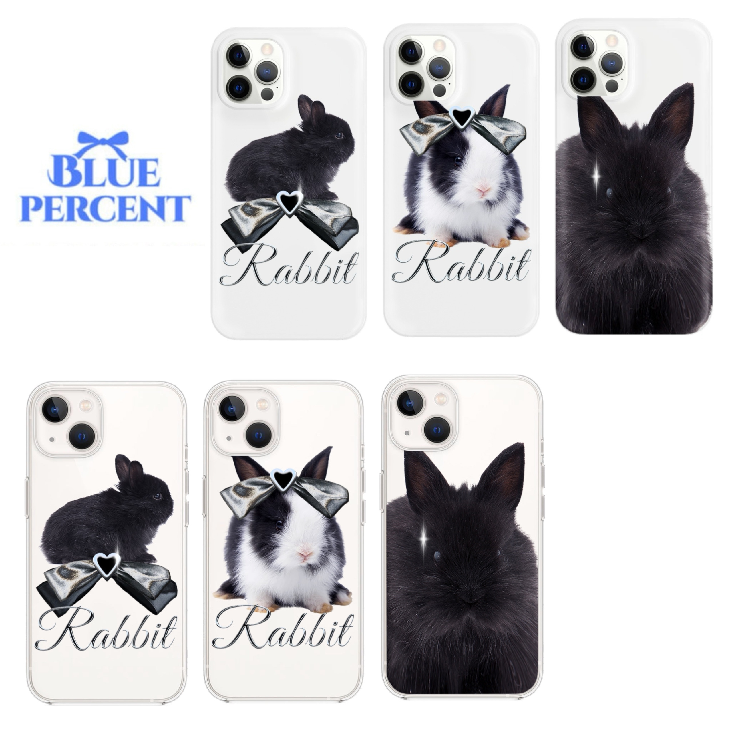 【韓国 BLUE PERCENT】Black/Ribbon/Jumbo Rabbit iPhone case