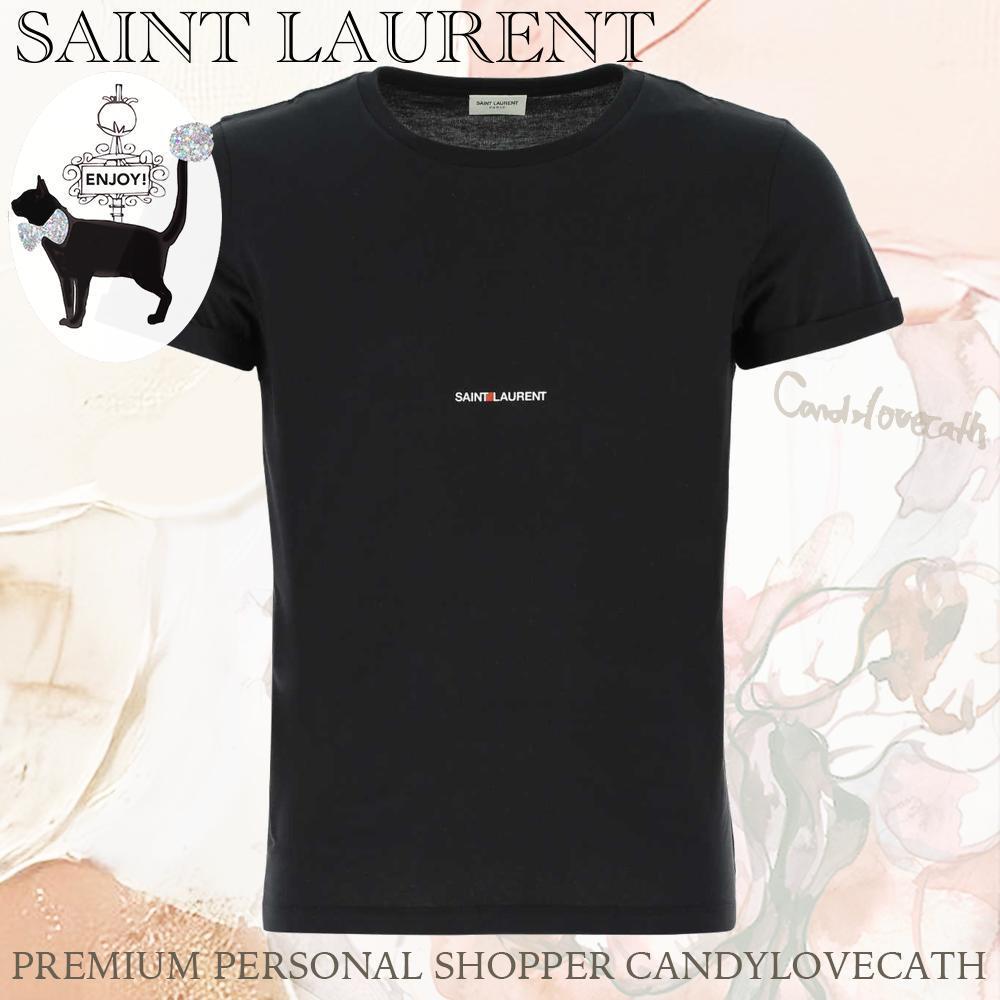 Tシャツ・カットソー SAINT LAURENT Black Cotton T-Shirt