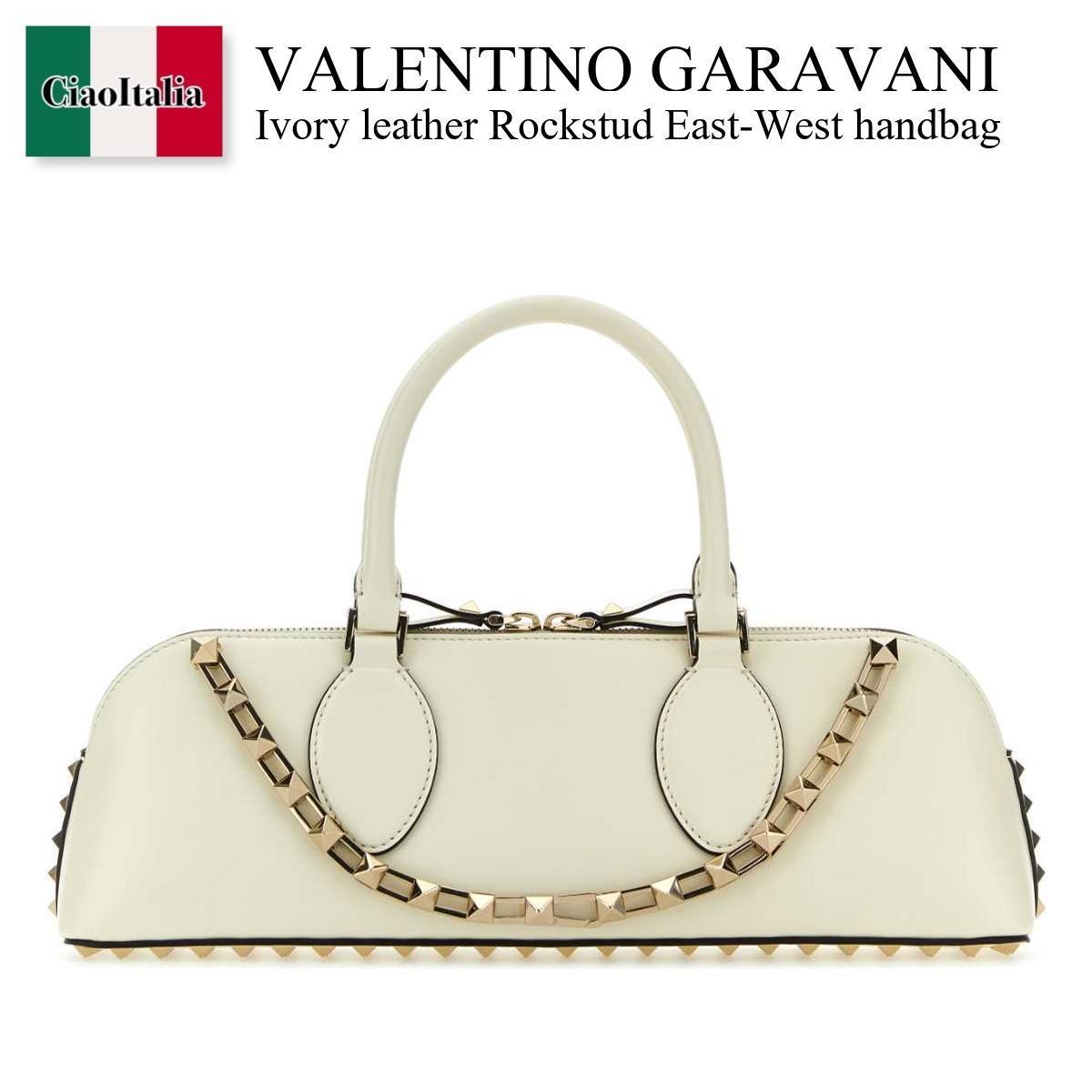 ハンドバッグ Valentino Garavani Ivory Leather Rockstud East-West Handbag