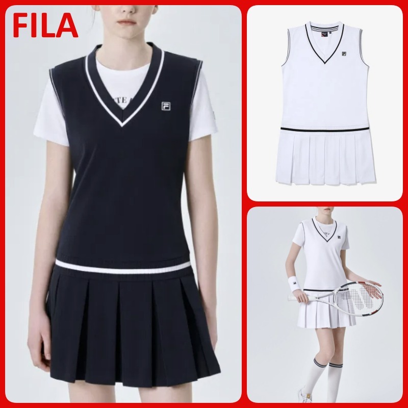 24NEW★日本未入荷★FILA★PK Vネックベストワンピース