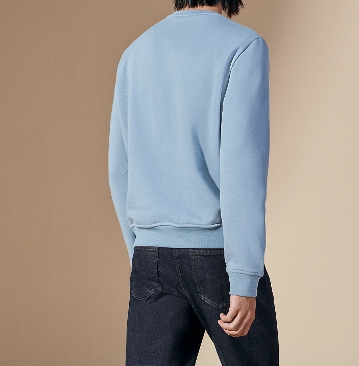 【HERMES 】レザーパッチ付きラウンドネック スウェットシャツ ラウンドネックスウェット パッチ | Hermès - エルメス-公式サイト