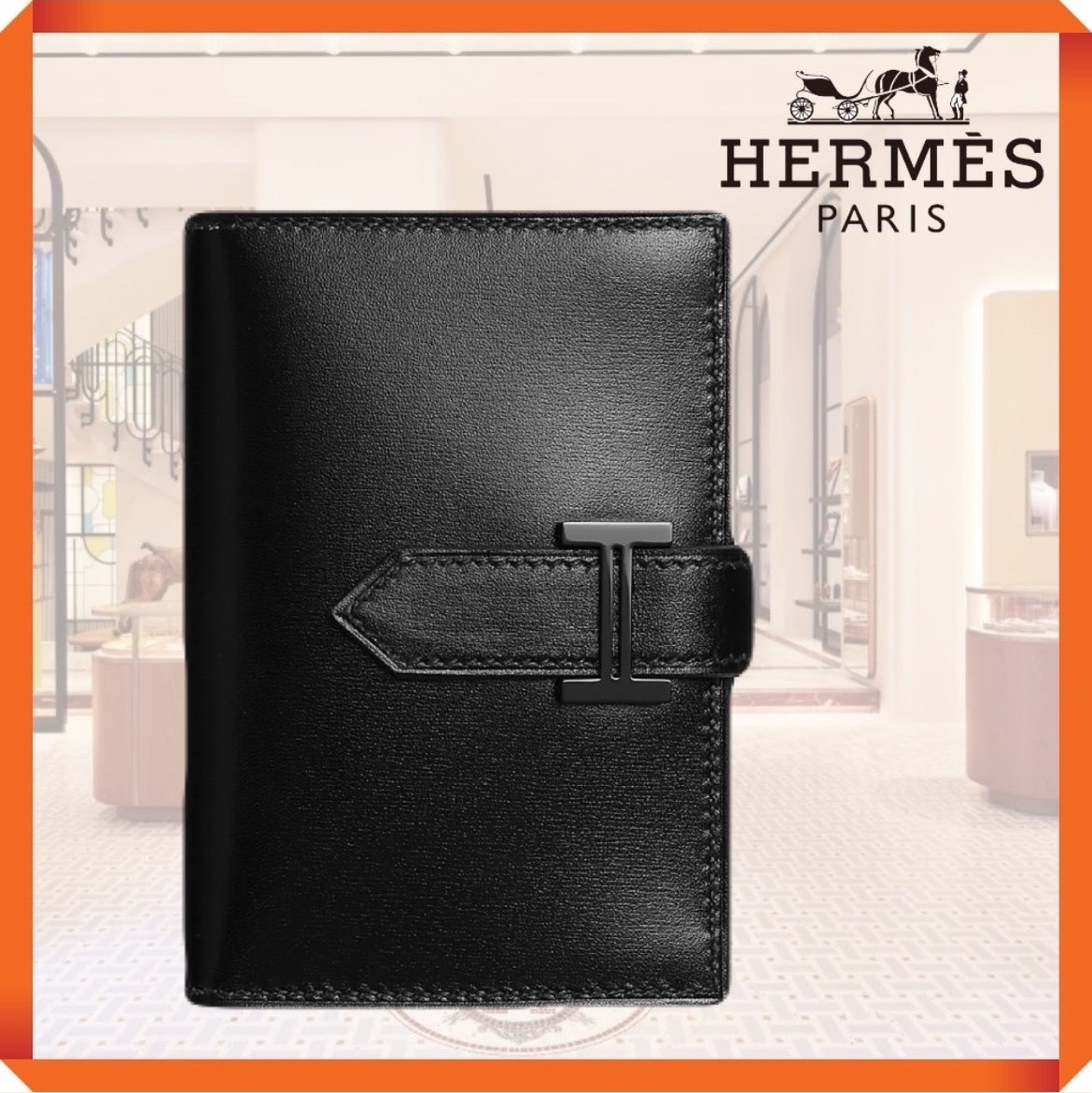 【シックな高級感！】HERMES Bearnモノクロカードホルダー