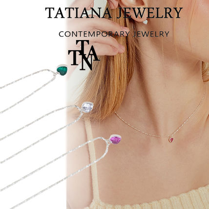 【TATIANA】Lovely Heart Cubic Silver Necklace〜ネックレス TATIANA】(SILVER925) Lovely Heart Cubic Silver Necklace