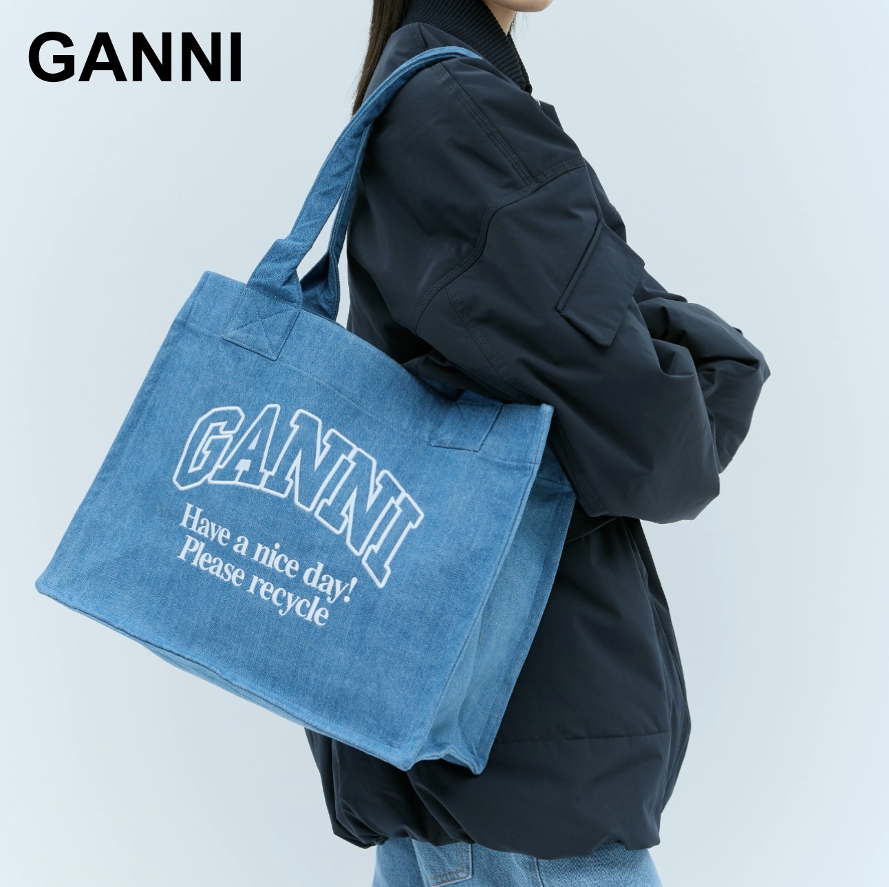 【完売必至】GANNI ガニー ラージイージーデニムトートバッグ