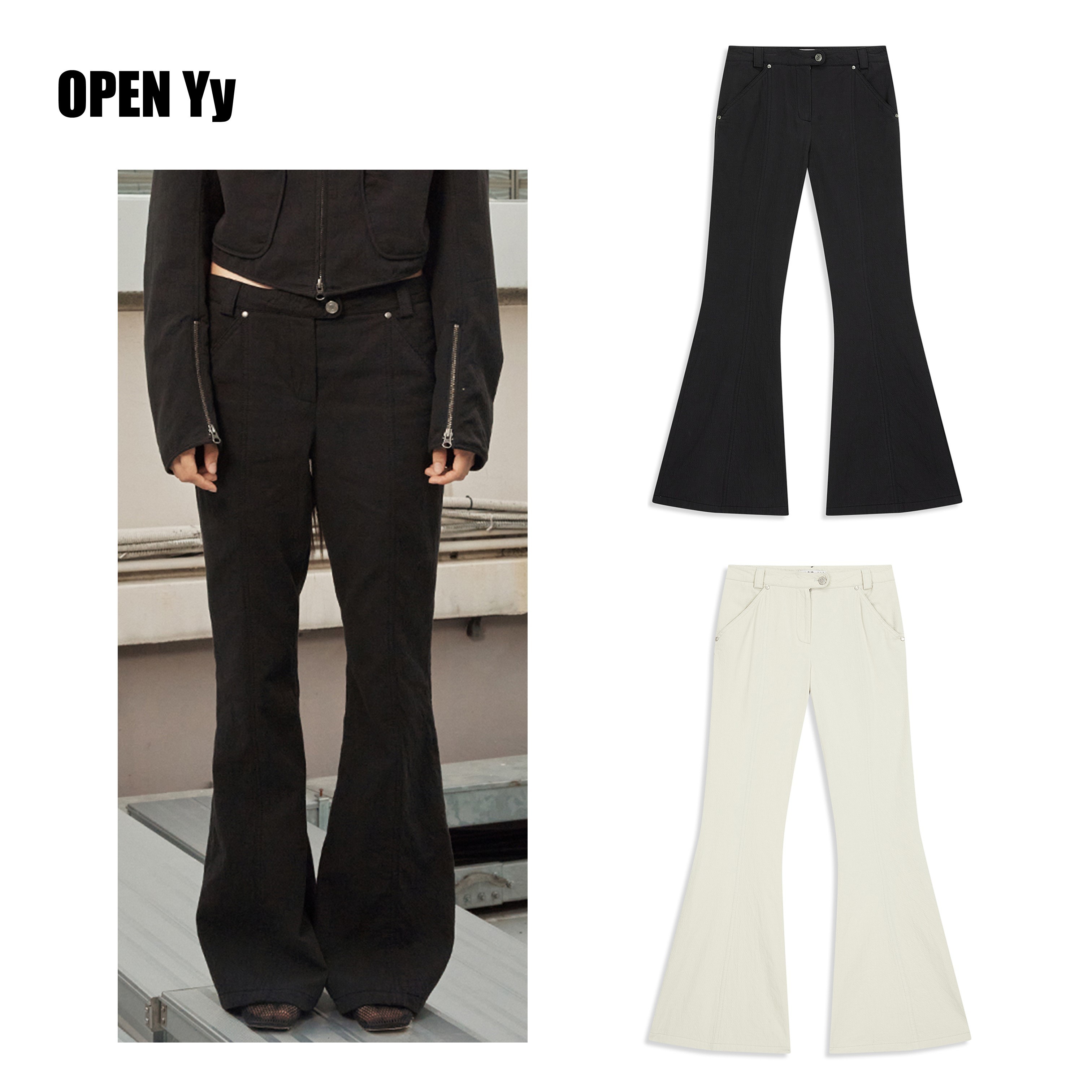 [オープンワイワイ] OPEN YY CRINKLED BOOTCUT PANTS☆