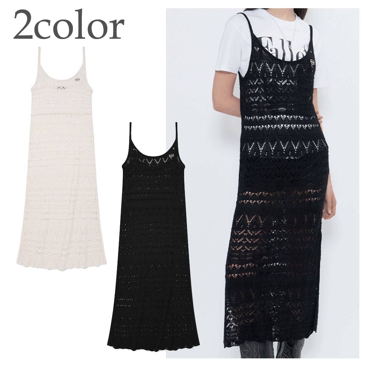 ワンピース Fallett crochet knit maxi dress 4FK682