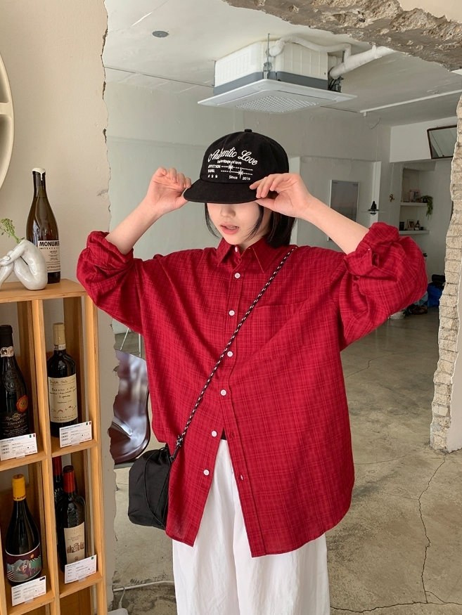 【BAON】[unisex] Tuku Color Check Over Shirt BAON】[unisex] Tuku Color Check Over Shirt (BAON/ブラウス