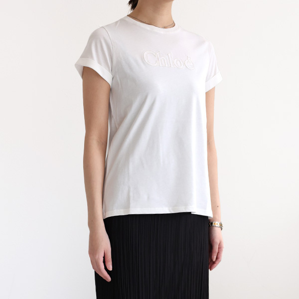 Chloe クロエ Tシャツ 半袖 カットソー ロゴT クルーネック