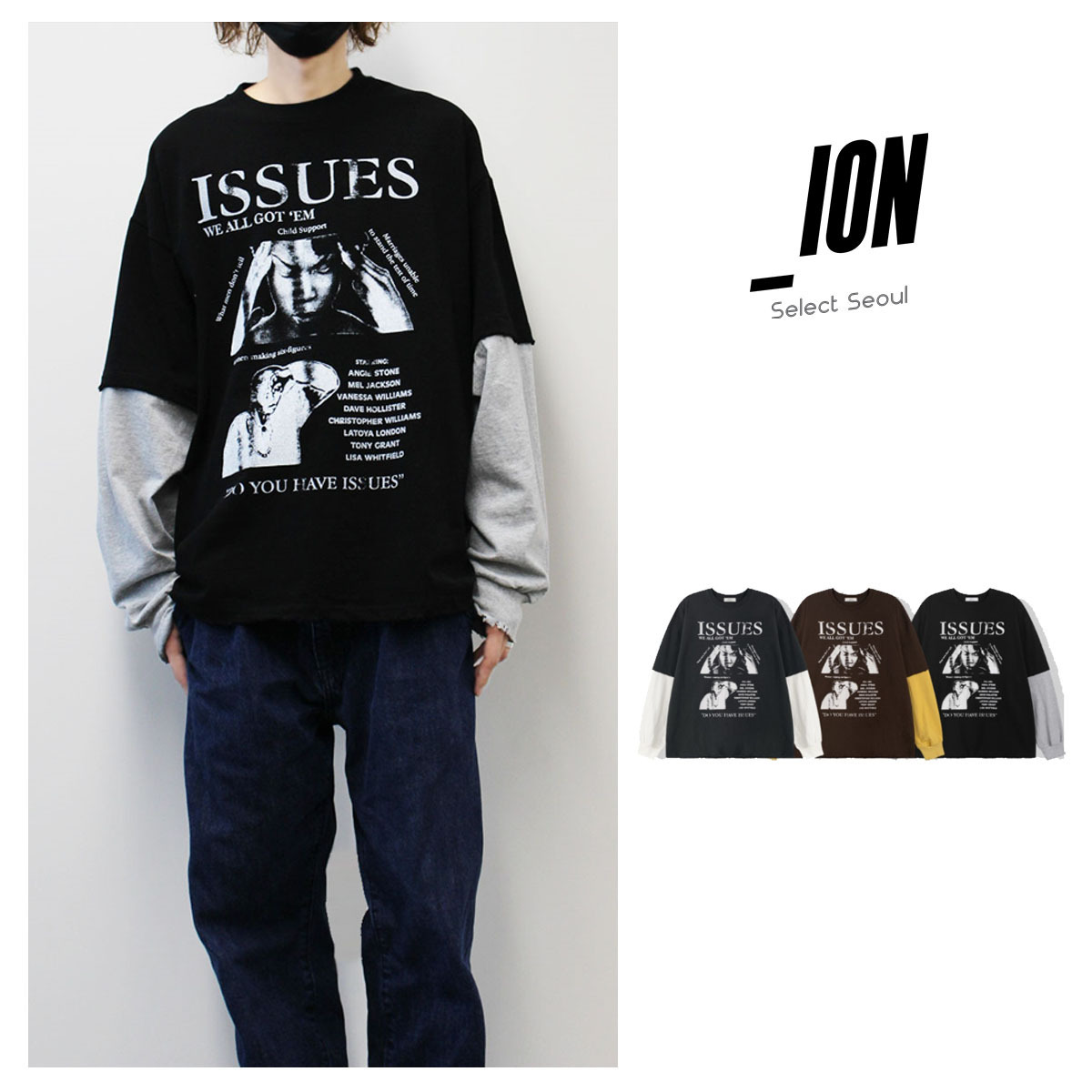 Tシャツ・カットソー IONSEOUL Make Color Matching Layered Long Sleeve T 4JH243