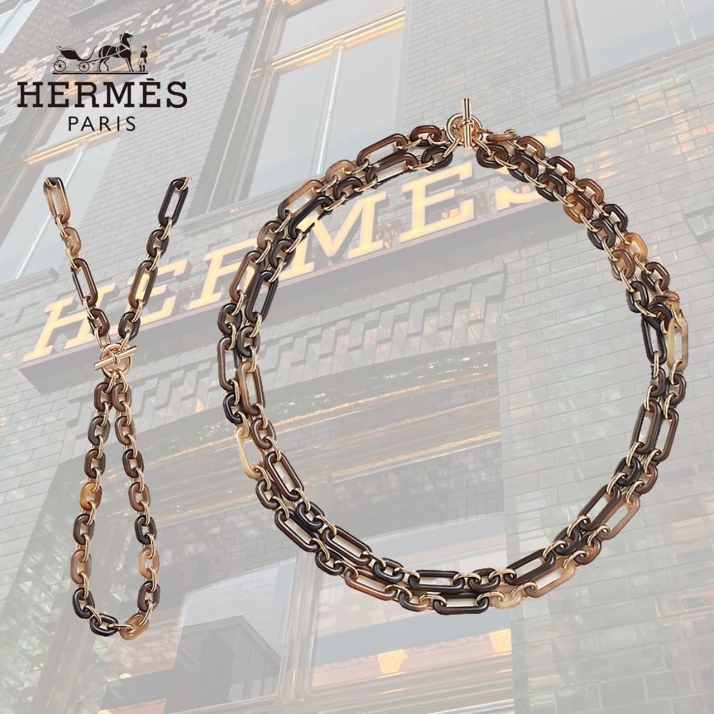 【つけ方が色々で楽しめる♪】HERMES ロングネックレス レジーユ