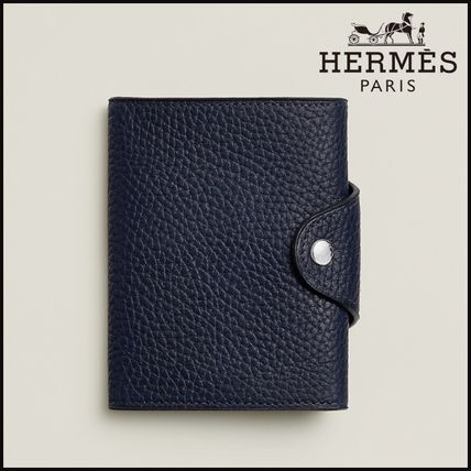 HERMES Card Holders Unisex Street Style Plain Leather Long Wallet  Logo