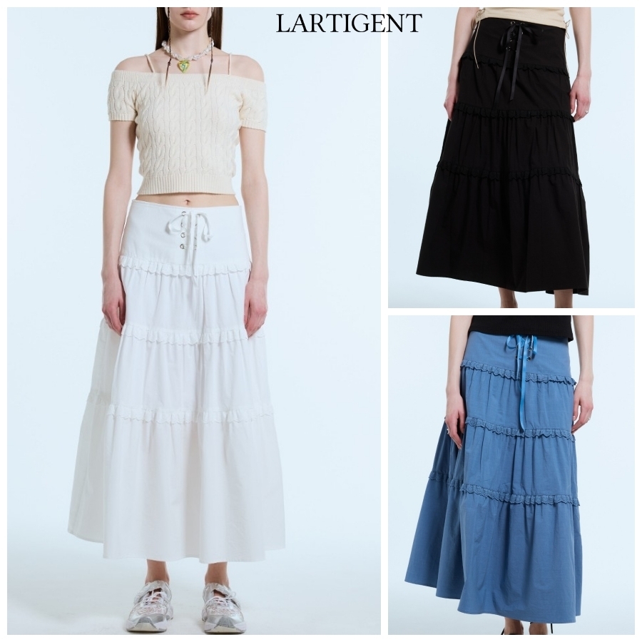 LARTIGENT☆L11 EYELET FRILL LONG SKIRT