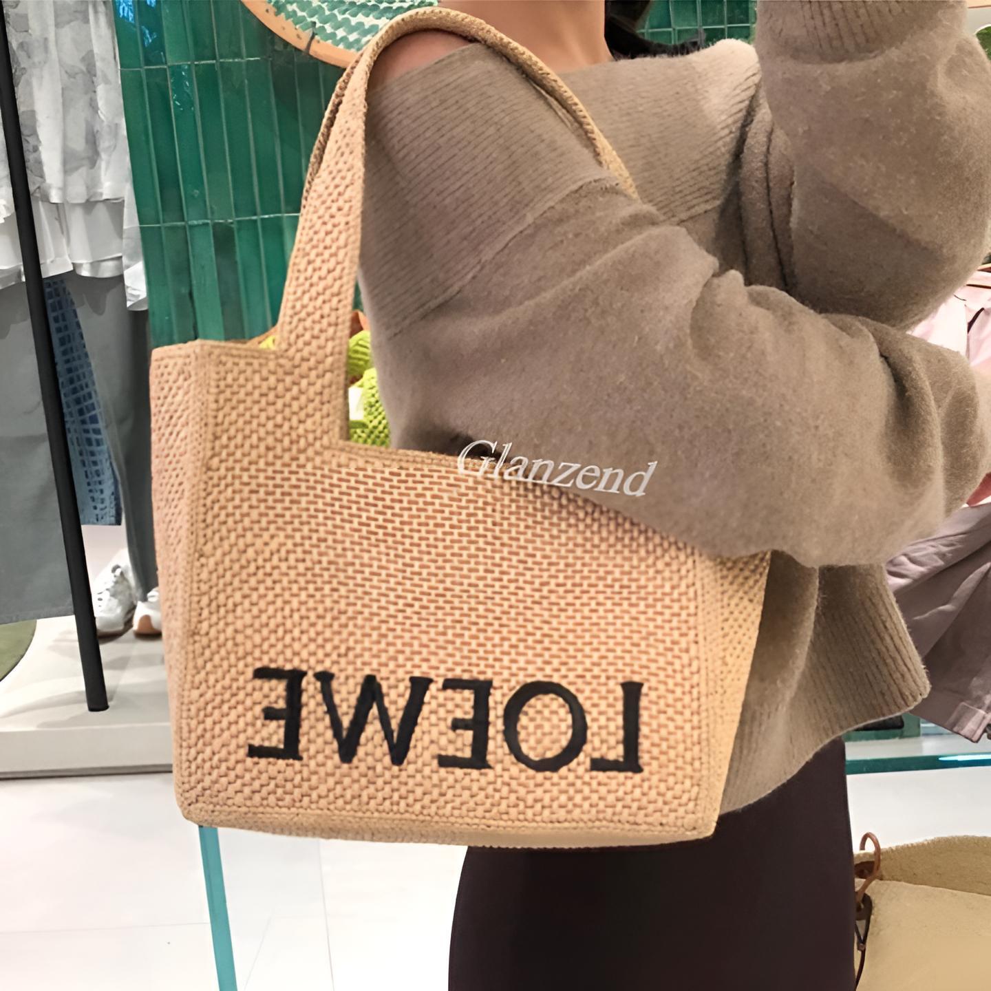 【Loewe】ロエベロゴ ミディアム トートバック/ラフィア