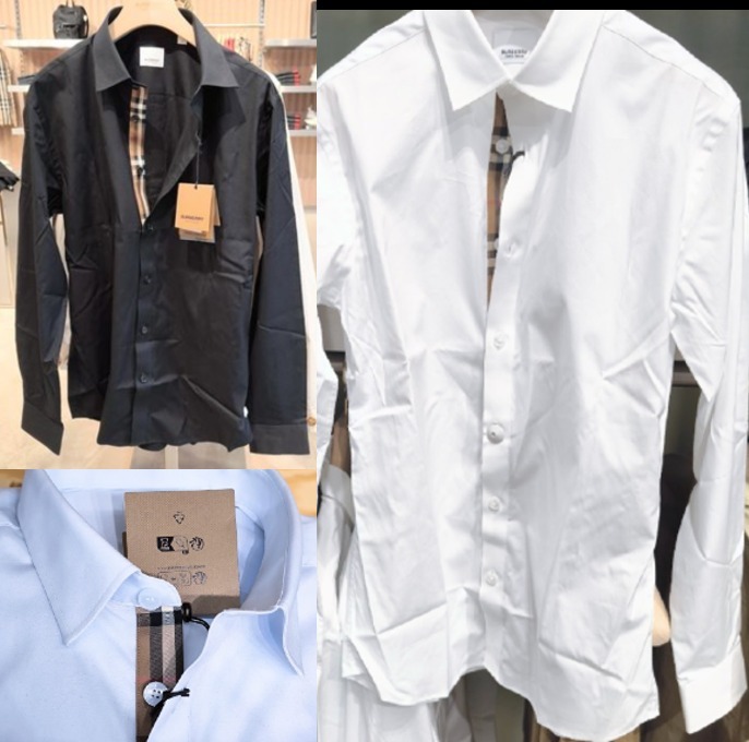 【BURBERRY】SHEFFORD チェックディテールコットンシャツ