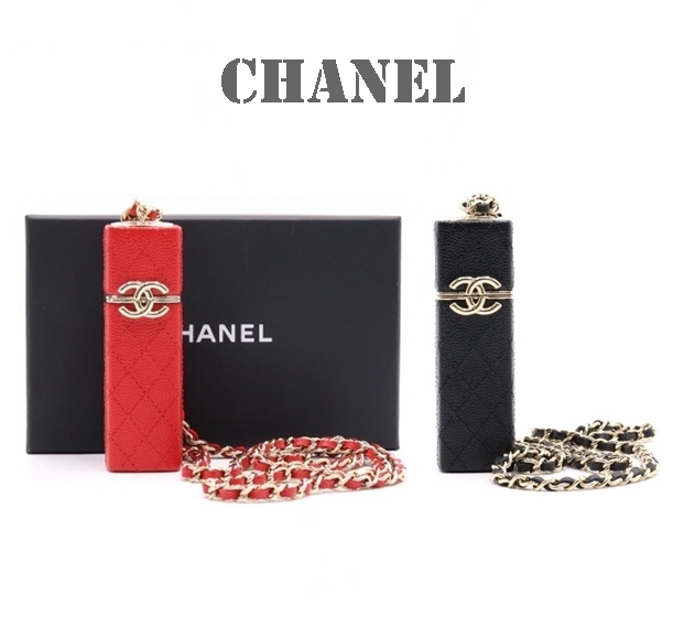 CHANEL 未使用 美品 希少 キャビア リップケースネックレス 中古