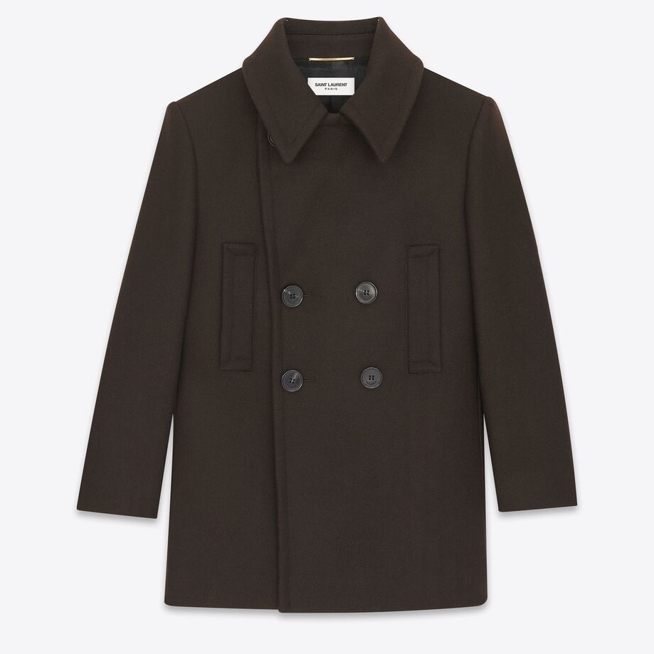 Saint Laurent《ダブルブレスト ピーコート》ブラウン DHL 直営