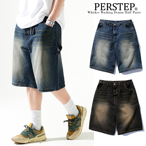 PERSTEP正規品★24SS★Whisker Washing Denim Half Pants