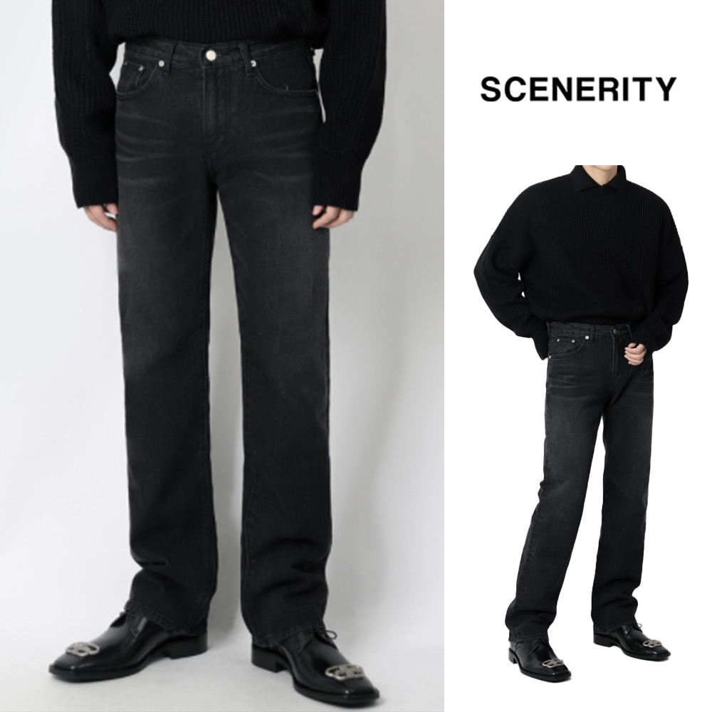 【SCENERITY】Dark blue bootcut denim pants