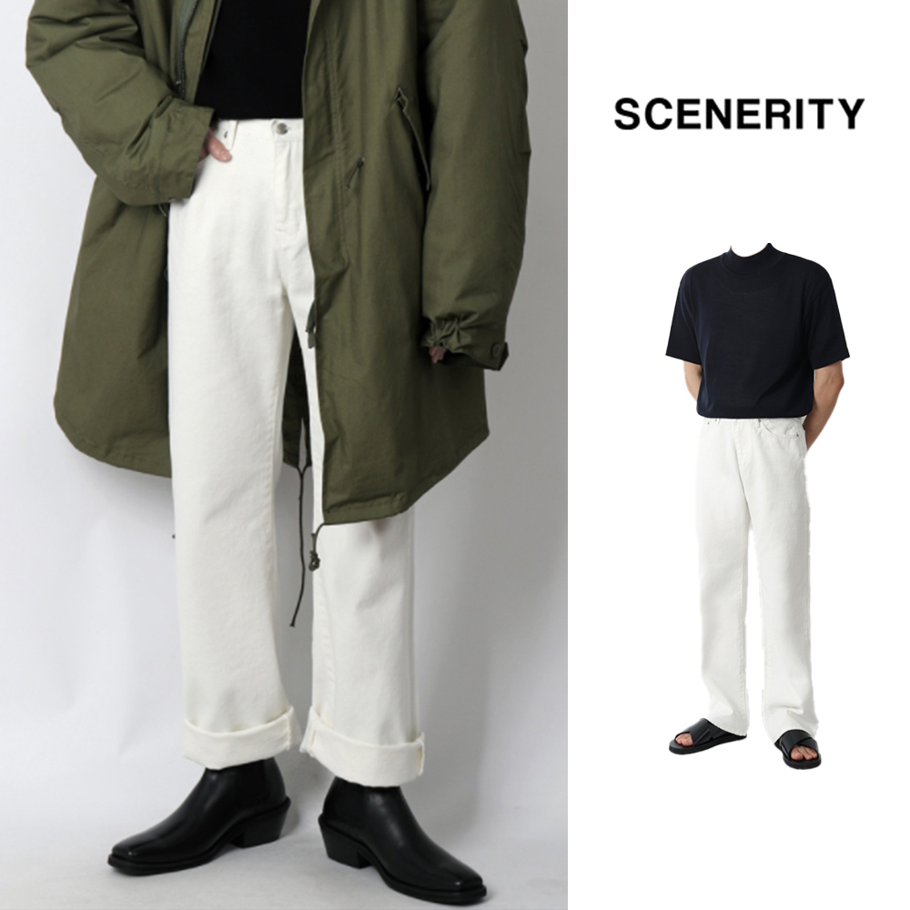 【SCENERITY】White cotton pants