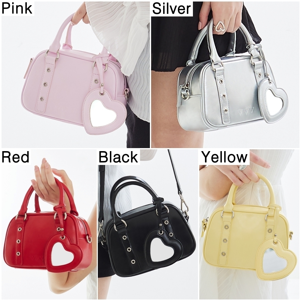 VVV】韓国人気☆ Heart Mirror Buckle Mini Tote Cross Bag (VVV