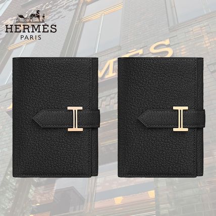 HERMES Folding Wallets Plain Leather Folding Wallets