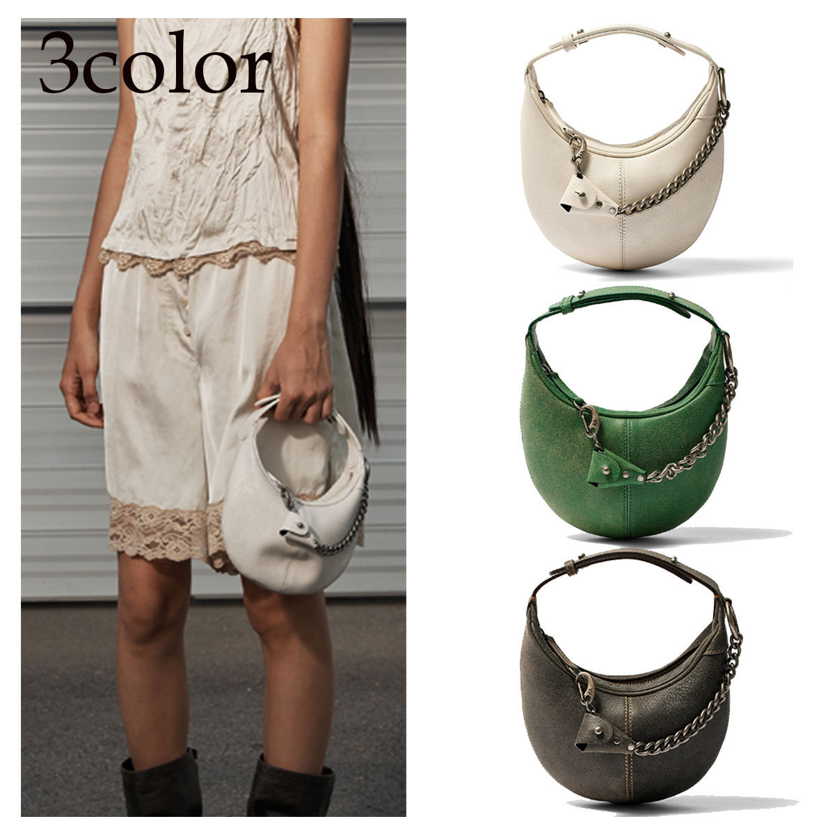 ハンドバッグ TheOpen Product LEATHER MOTO HOBO MINI 4BFT339