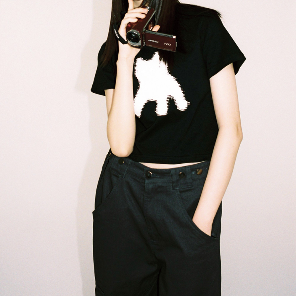 Tシャツ・カットソー AEAE FLASHED CATS EYE CROP TSHIRTS Black ☆aeae☆FLASHED CATS EYE CROP T-SHIRTS☆送料・関税込 (AEAE/T