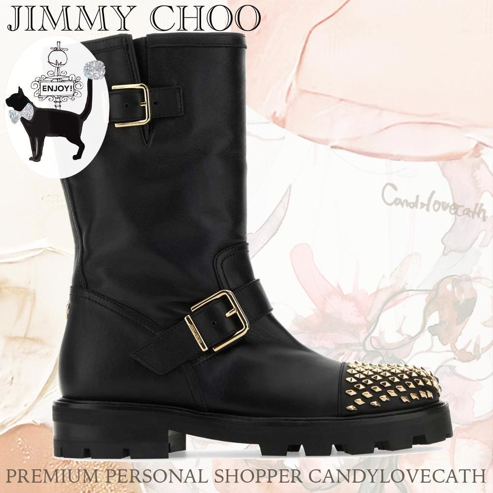 ロングブーツ JIMMY CHOO Black Leather Biker Ii Boots