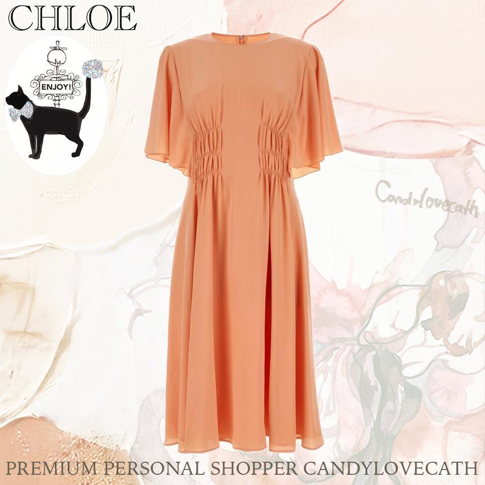 ワンピース CHLOE Peach Crepe Dress
