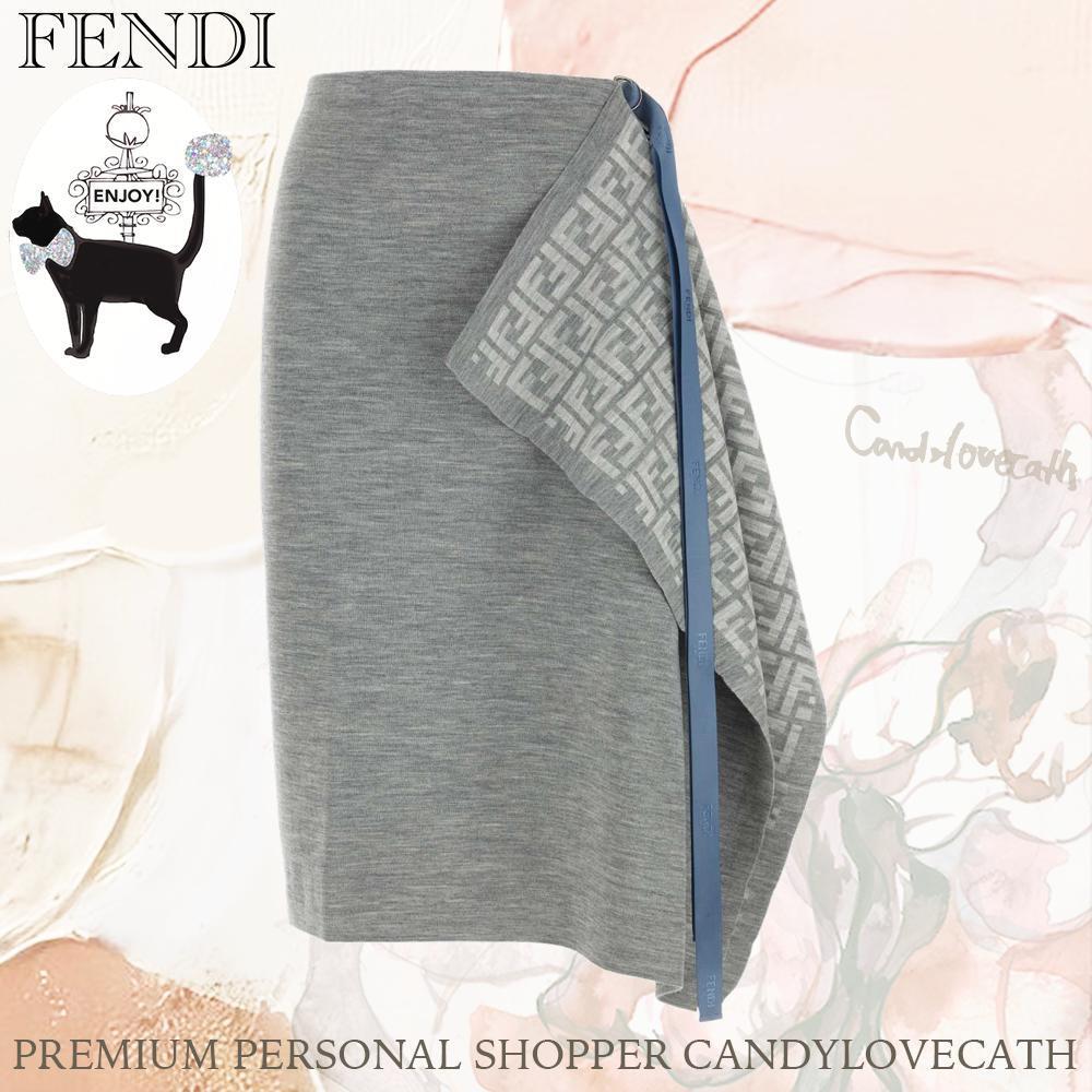 スカート FENDI Melange Grey Wool Blend Skirt
