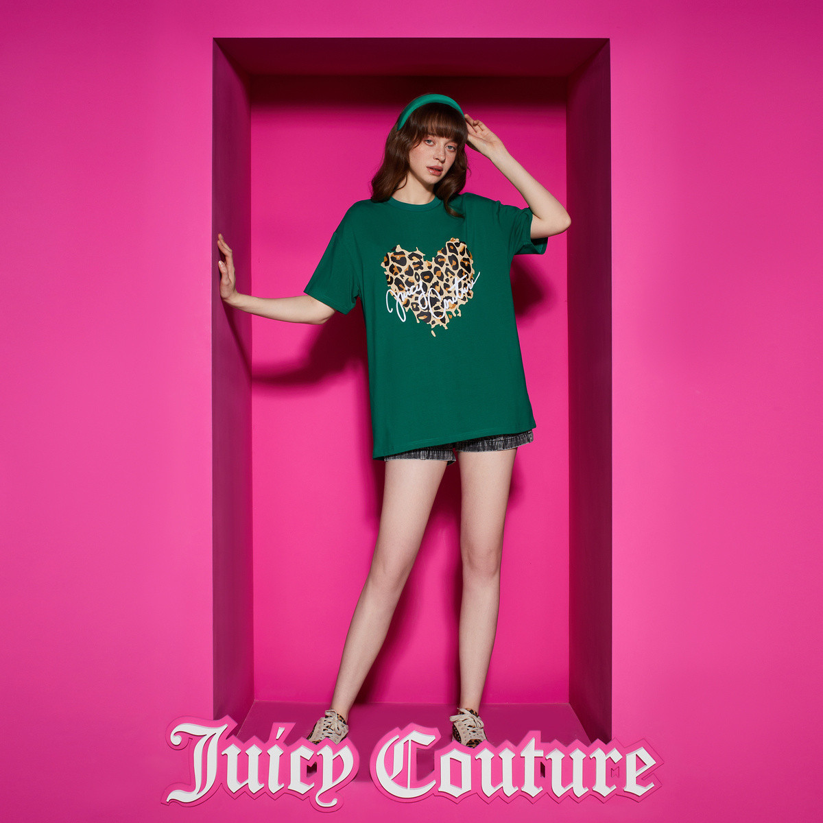JUICY COUTURE★leopard print love logo T-shirt JC193