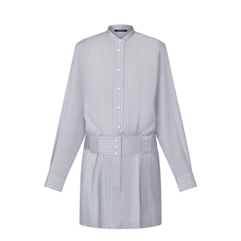 【ルイヴィトン・Louis Vuitton 】Collarless Silk Shirt Dress