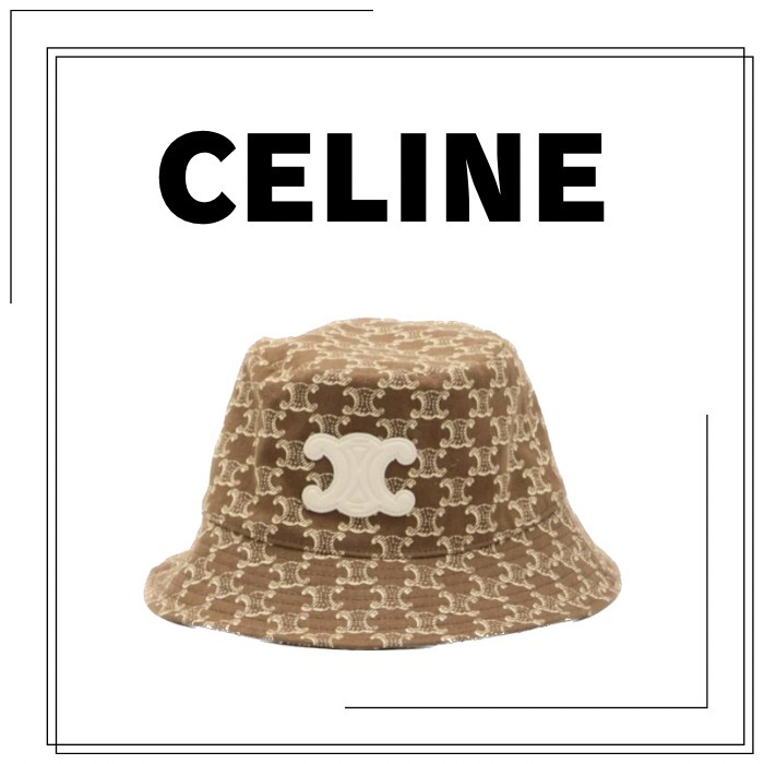 CELINE セリーヌ トリオンフ ロゴ バケットハット ブラウン
