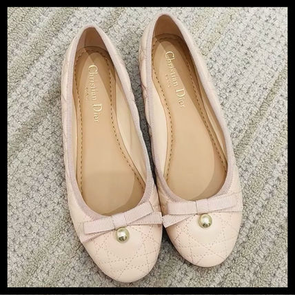 Christian Dior Ballet Plain Leather Logo Ballet Shoes