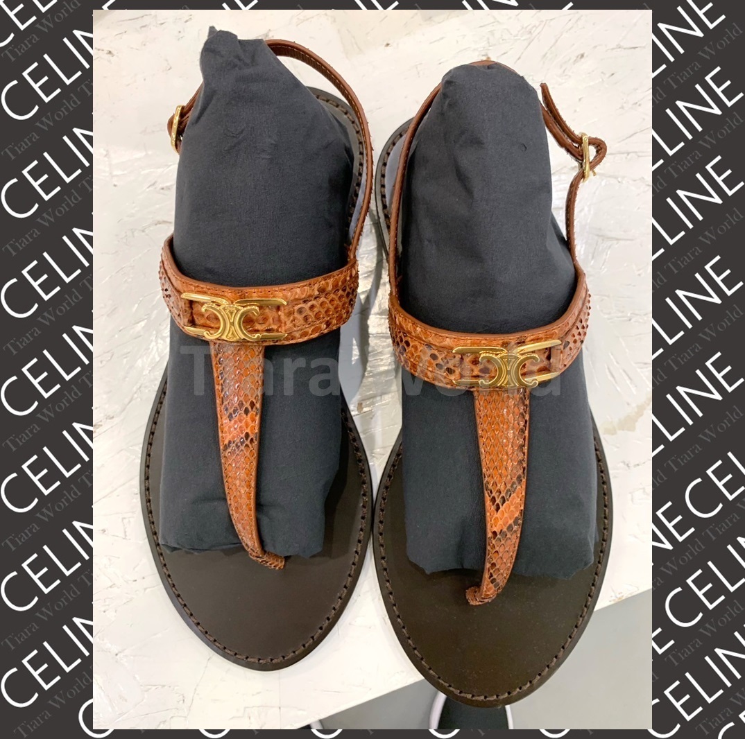 トリオンフ◆CELINE フラット トング フラット サンダル TABACCO