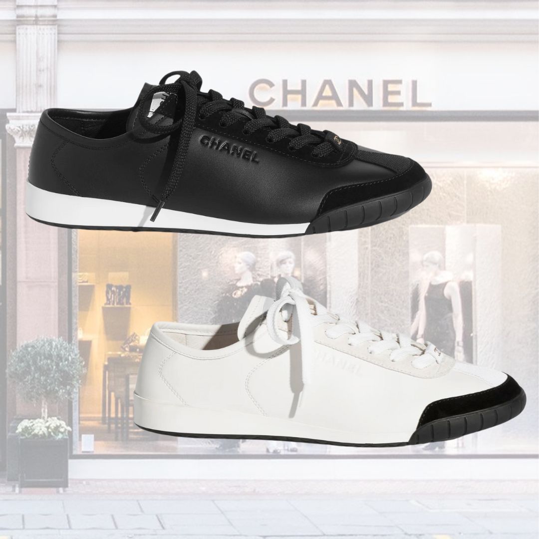 【CHANEL】カーフスキン&スウェード スニーカー ローカット ロゴ