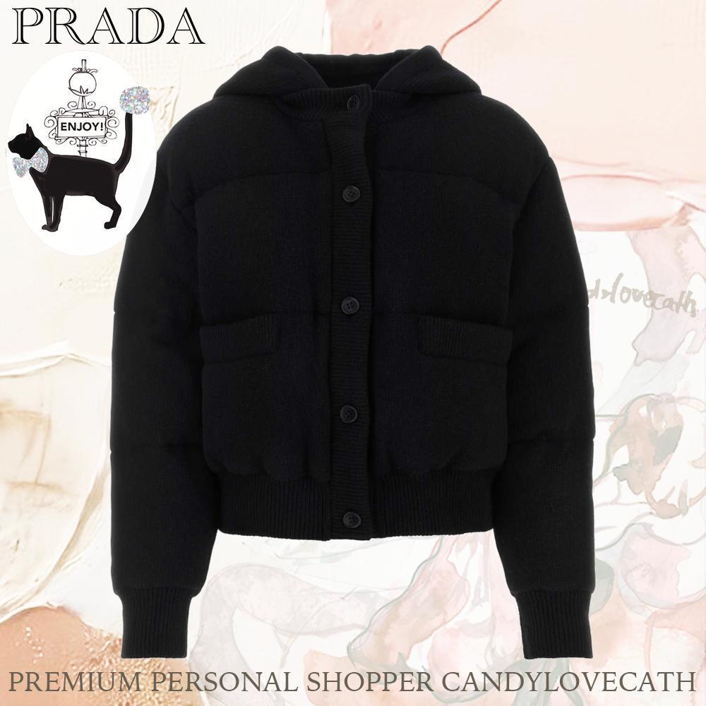 ジャケット PRADA Black Stretch Wool Blend Padded Jacket