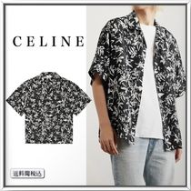CELINE セリーヌ ピンク シルク100% 開襟シャツ サテン 長袖シャツ