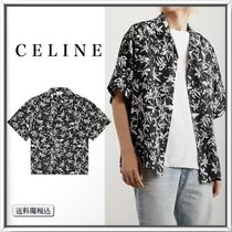 CELINE キャンプカラー フローラルプリント シルクサテン シャツ