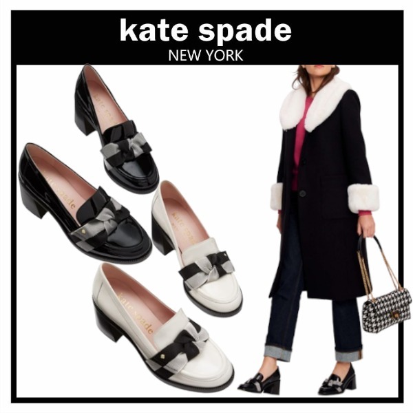 kate spade ★ レアンドラ ローファー パンプス リボン パテント