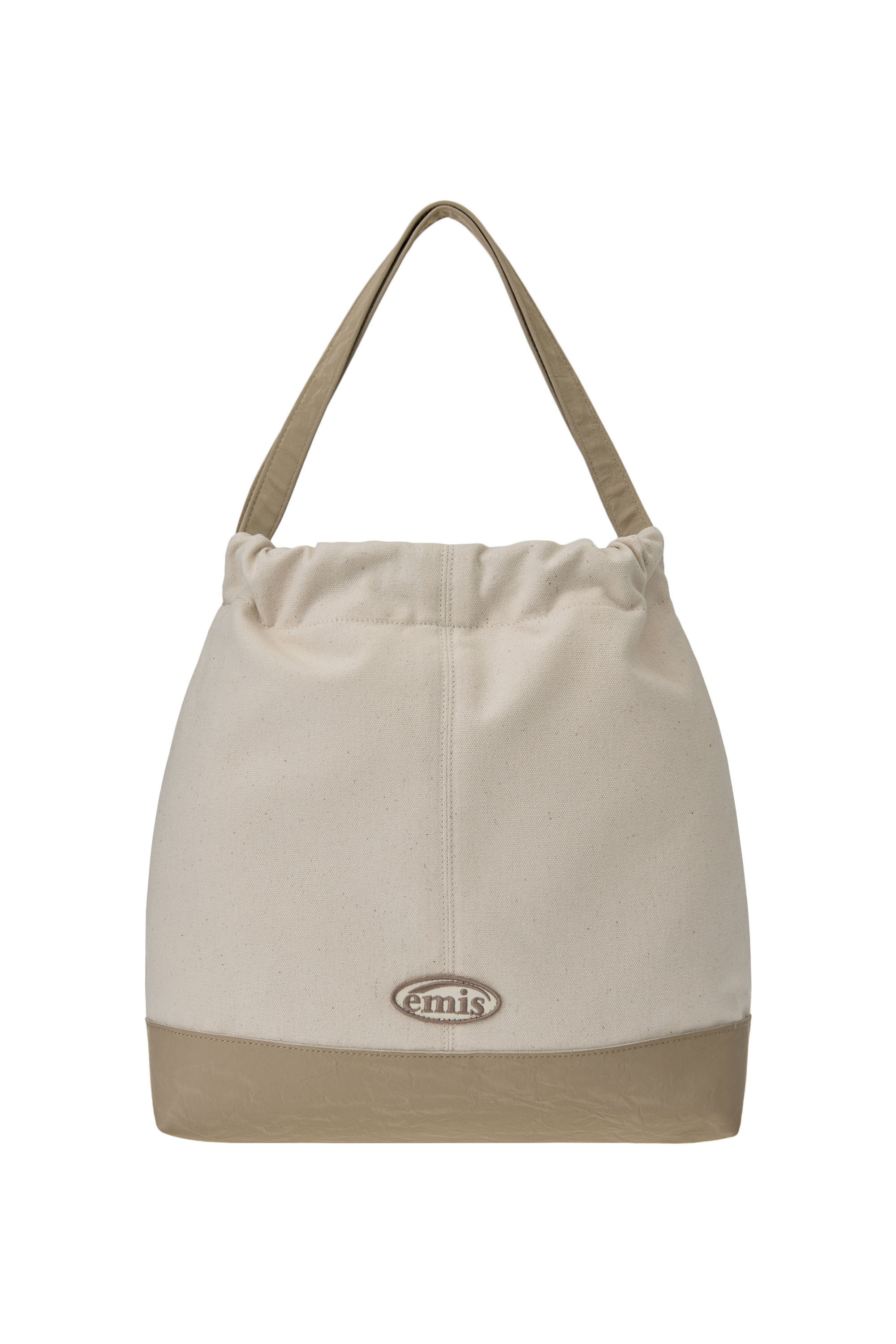 【EMIS】CANVAS SHOULDER BUCKET BAG-BEIGE