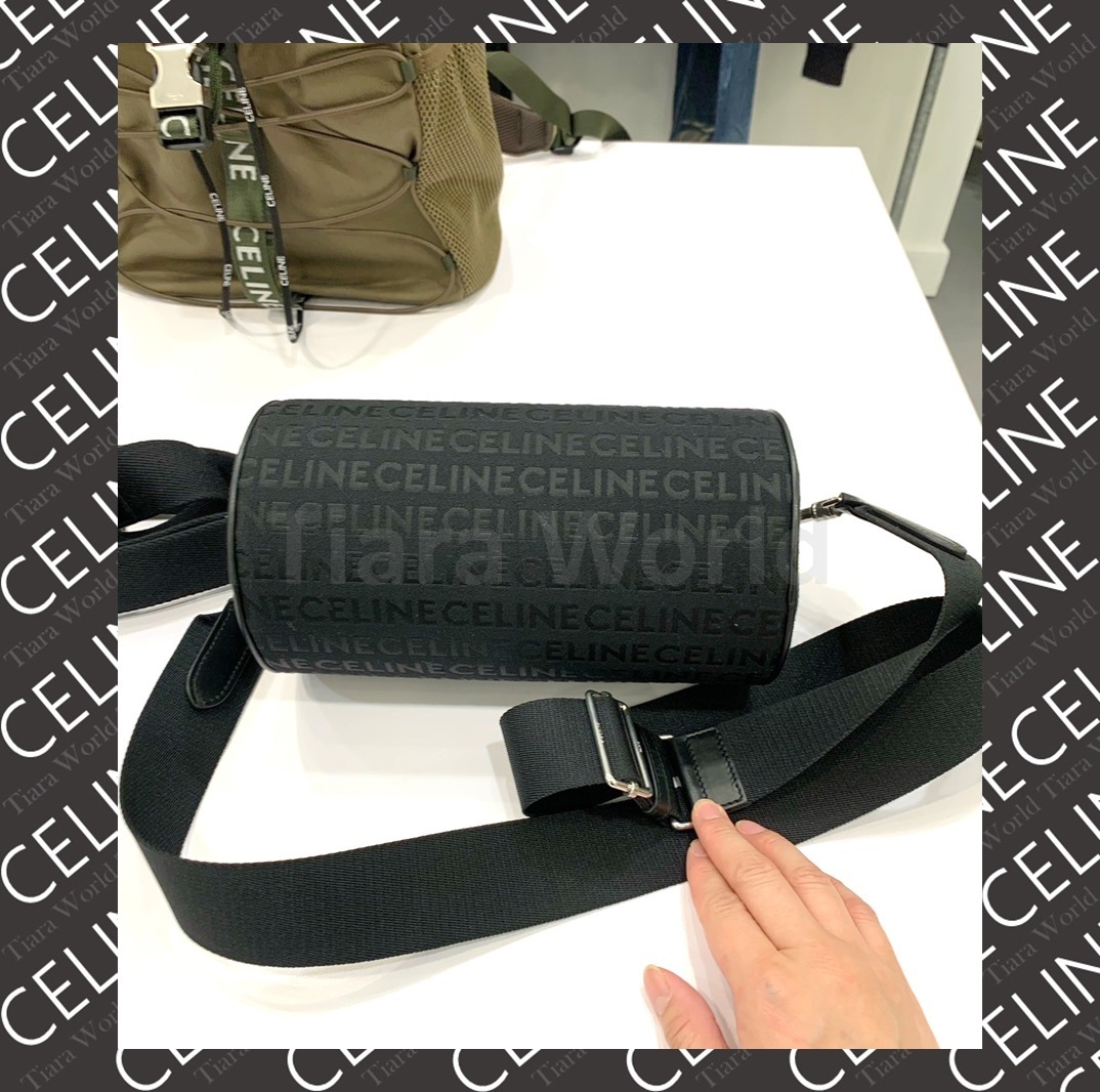 お洒落ロゴ◆CELINE シリンダー バッグ ジャカード ブラック