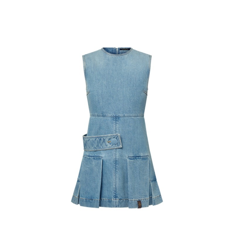 【ルイヴィトン・Louis Vuitton 】Denim Button Pleat Dress