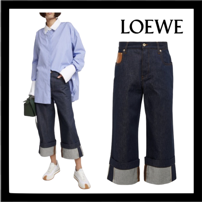 新着 関税送料込み LOEWE ロエベ ロゴ クロップド ジーンズ