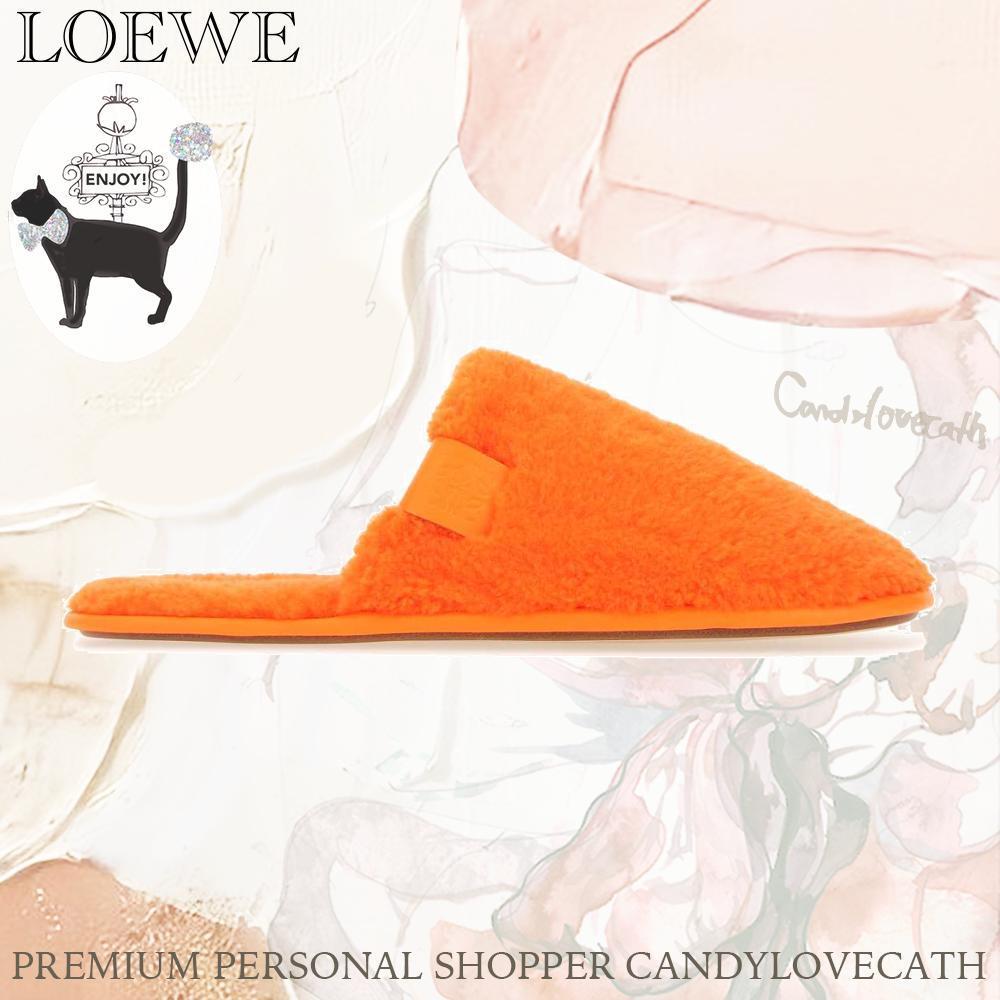 サンダル LOEWE Fluo Orange Pile Slippers