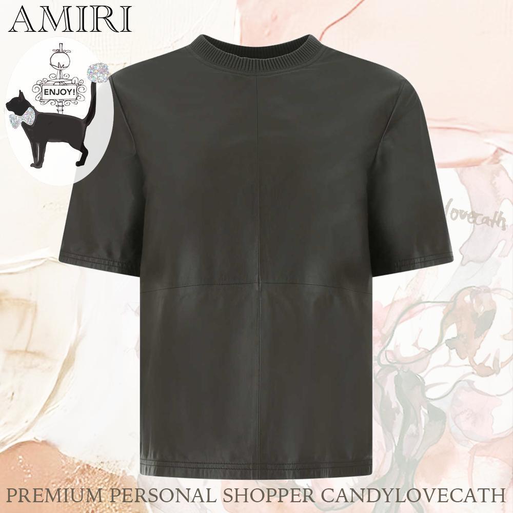 Tシャツ・カットソー AMIRI Dark Brown Leather T-Shirt
