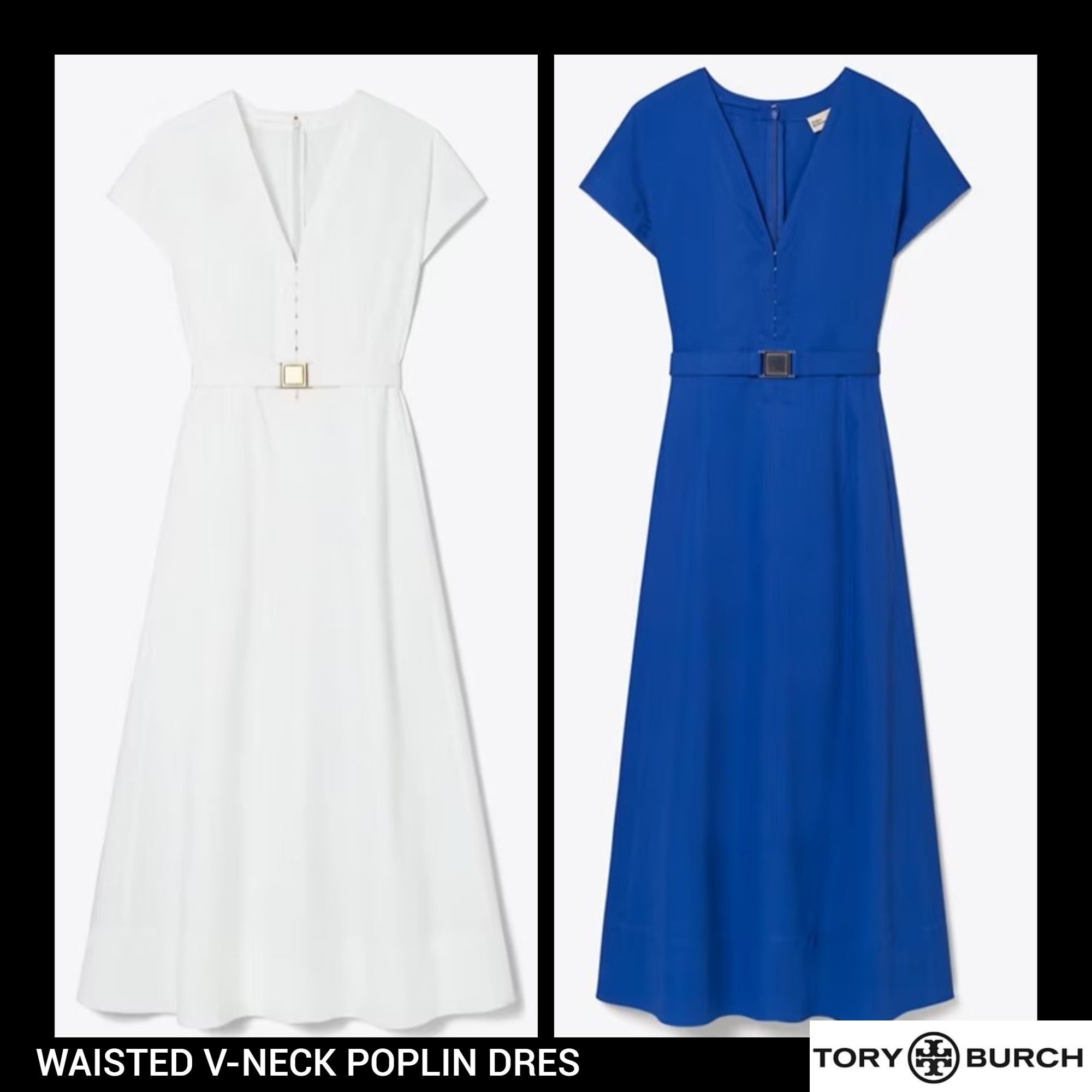 ワンピース★Tory Burch★WAISTED V-NECK POPLIN DRESS選べる2色