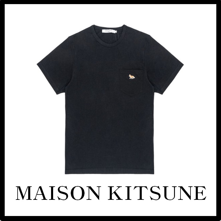 ★関税込★Maison Kitsune★フォックス ポケット Tシャツ★Black